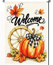 Fall Garden Flag 12x18 Inch Double Sided Welcome Pumpkin Farmhouse Decor Vibrant