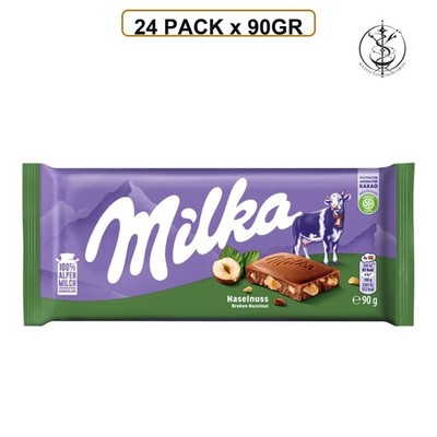 CHOCOLATE BAR MILK W/HAZELNUTS MILKA 7622202262630 - Germany - 24 PACK x 90GR