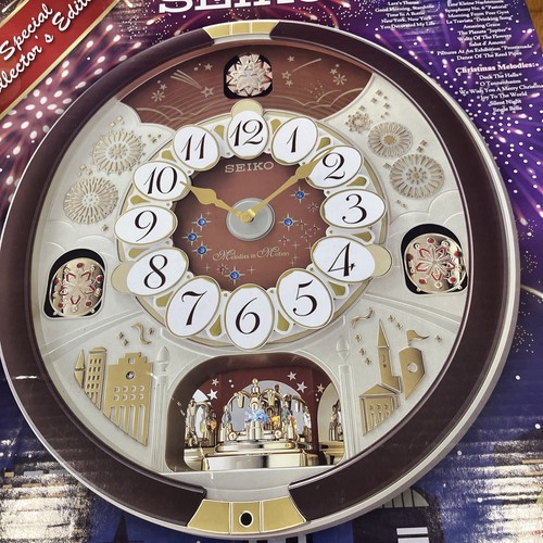 NEW Seiko QXM574BR Melodies In Motion Musical Wall Clock Swarovski Crystal Sound - Picture 2 of 18