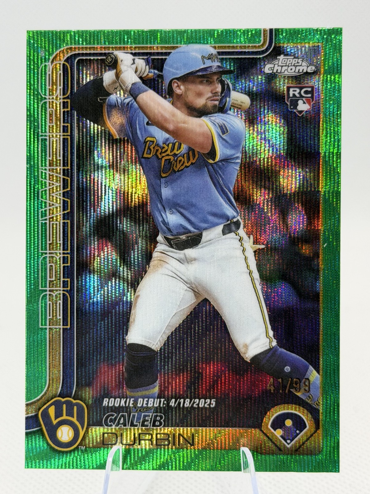 2025 Topps Chome Update Green Wave Refractor 41/99 Caleb Durbin RC #USC112