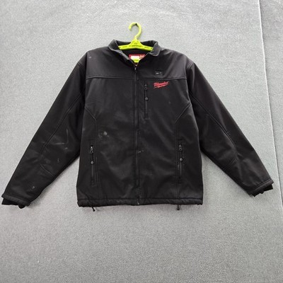 Milwaukee Men Jacket L Black Embroidered Fleece Logo M12 Heated Gear Work READ