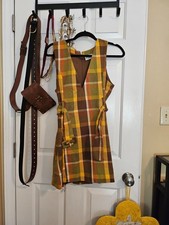 Hippie Shake Jitterbug Love Green Check Belted Mini Dress Size US 8 / UK 12