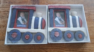 2 New Pinnacle Train Shaped Ceramic Photo Franes Hokds 2''x3'' Photos See Pics