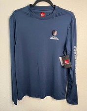 Quicksilver Mens Rash Guard Long Sleeve Shirt UPF 50 Navy Blue Size:Small NWT