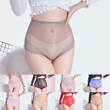 Alluring Women's High Waist Underwear Panties in Oil Shiny Glossy Finish