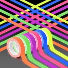 6 Rolls Neon Gaffer Cloth Tape, 15mm x 5m Fluorescent Colors Pro Gaff Tape Adhes