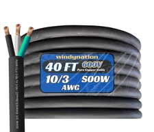 40 Feet 10/3 10 AWG SOOW SO Cable Cord Wire - 10 Gauge 3 Conductor 600V Porta...