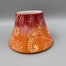 Yankee Candle Ceramic Shade Topper Flower Design Mums Orange Red Spring