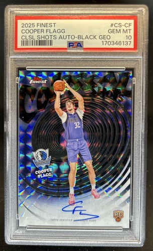 2025-26 Finest Cooper Flagg Colossal Shots Auto Black Geometric RC #/25 PSA 10