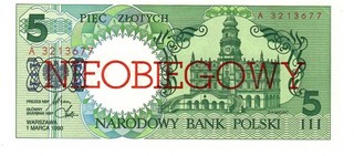 Poland 1990 UNC 5 Zlotych Bank Note