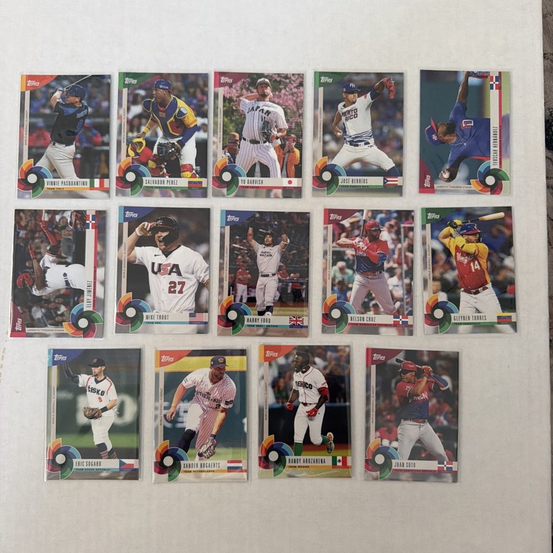 Topps Now 2023 World Baseball Classic Lot (14) Trout Soto Darvish Perez