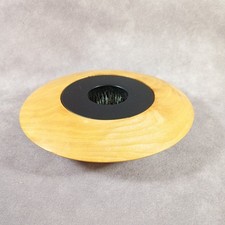 Hand Turned Wood Ikebana Vase with Floral Frog   Modern Minimalist Flower Arrang