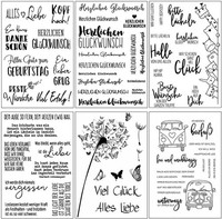 Silikonstempel SprüChe Deutsch Set 6 BläTter FüR Geburtstag Basteln Deko 6 StüCk