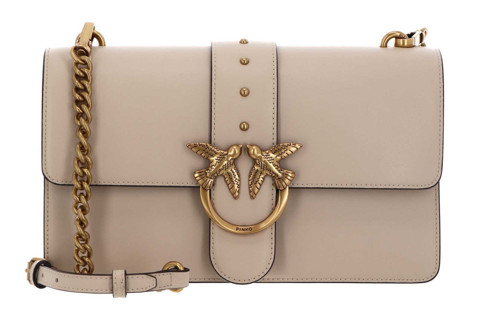 PINKO Beige Calf Leather Bos Taurus Shoulder Bag - Image 2