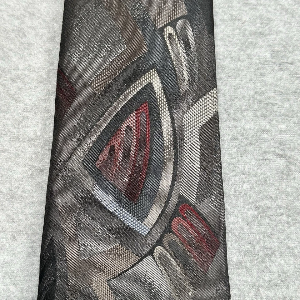 VTG Don Lopez Beverly Hills Neck Tie Black Polyester Silk Blend Abstract Print - Image 3 of 4