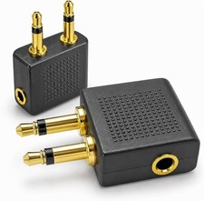 Headphone Adapter - 2Pcs Gold-Plated Airplane Audio Connectors - In-Flight Use