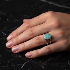 Fire Opal Gemstone 925 Sterling Silver Ring Handmade Jewelry Gift For Valentine