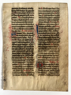 Original Medieval Illuminated Manuscript Leaf c. 1350 Handwritten Book of Psalms