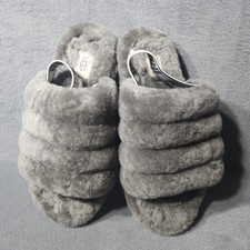 Grey UGG K Fluff Yeah Slide Sz 3 Pre-owned Excellent Condition Gray