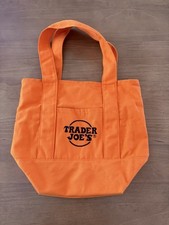 Trader Joe's Canvas Mini Tote Bag Orange Limited Edition Good Small HTF