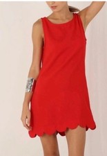 Kate Spade X Target Red Mini Dress Lined Sleeveless Scalloped Hem XS Preppy