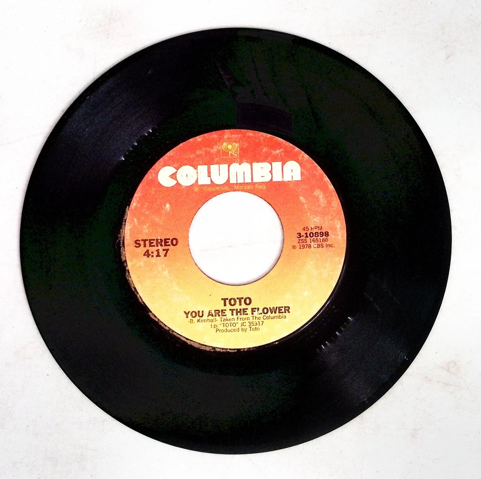 TOTO – I'LL SUPPLY THE LOVE/YOU ARE THE FLOWER COLUMBIA RECORD VINYL 45 80-83 - Image 2 of 3