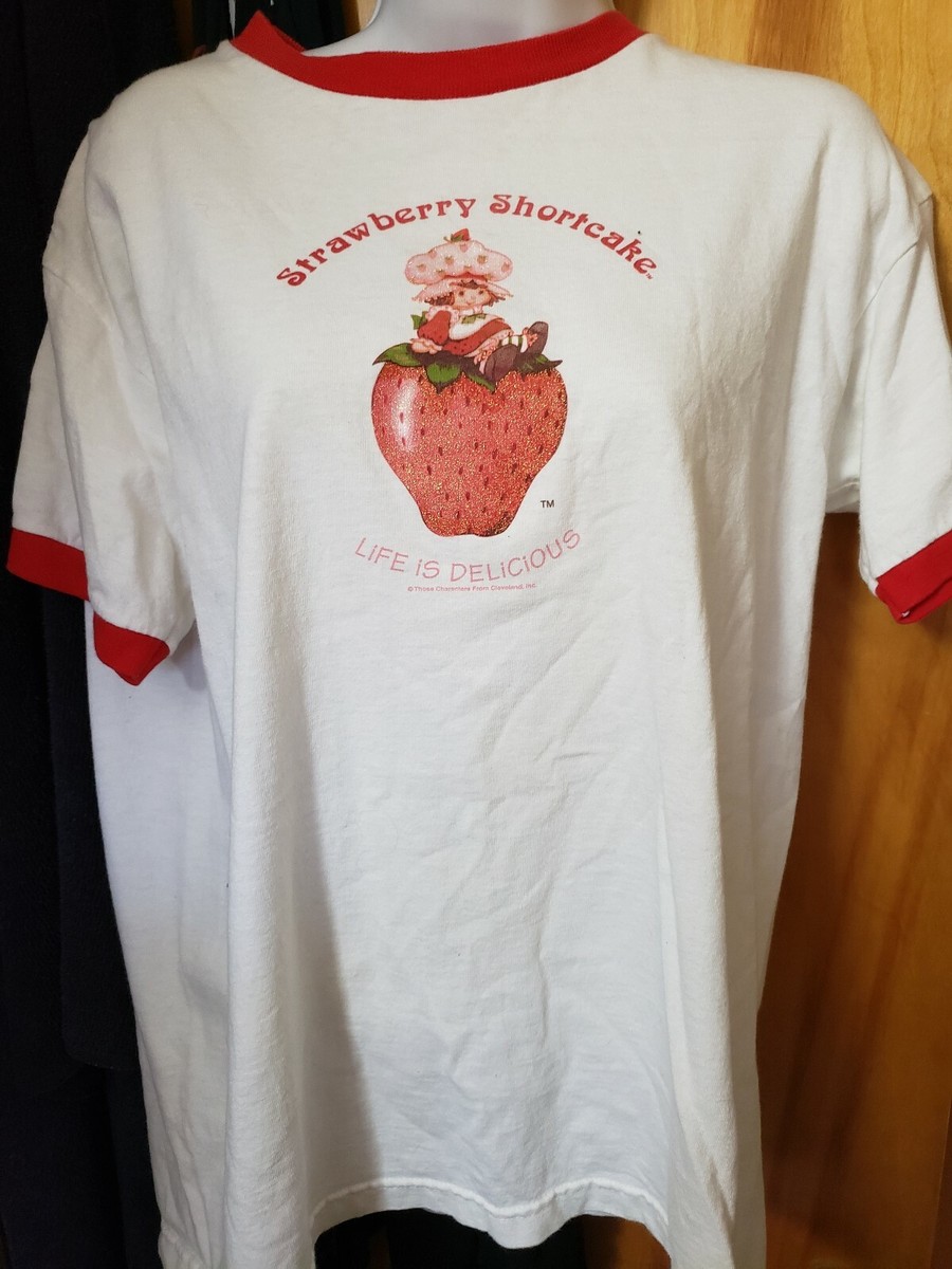 Vintage Strawberry Shortcake Ringer T Shirt 90's Rare Life Is