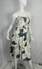 Ann Taylor Dress Strapless Black White Floral Silk Cocktail Party Dress Size 2