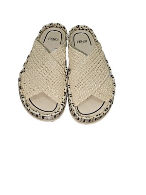 $795 FENDI Zucca Raffia FF Woven Neutral Sz 36 NWOT  display picture 2