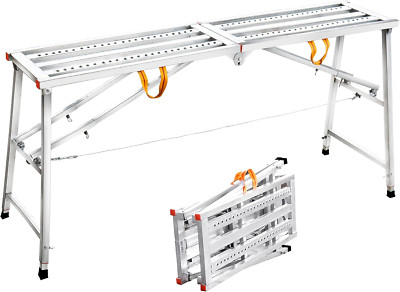 Heavy-Duty Adjustable Work Platform, 800 Lb Capacity, Portable Folding Ladder
