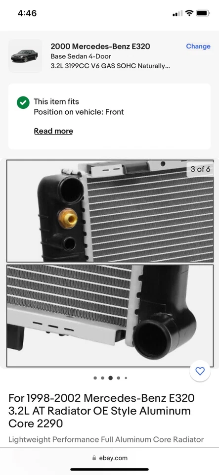 For 1998-2002 Mercedes-Benz E320 3.2L AT Radiator OE Style Aluminum Core 2290 - Image 2 of 4