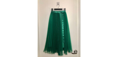 2 XS RARE SOLD OUT BLOGGER H&M EMERALD GREEN PLEATED DRESS SKIRT BELT TULLE  FULL | eBay
