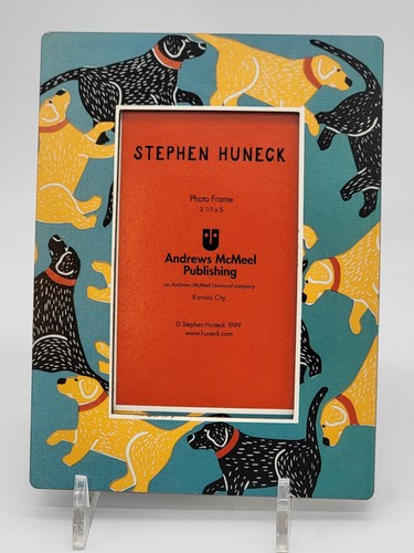 Stephen Huneck 1999 Original Small Photo Frame Labrador Retriever Labs Dogs Pups