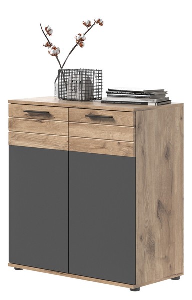 Kommode Sideboard Eiche Grau Wohnzimmer Esszimmer Flur MöBel Soft-Close Tomaso-image