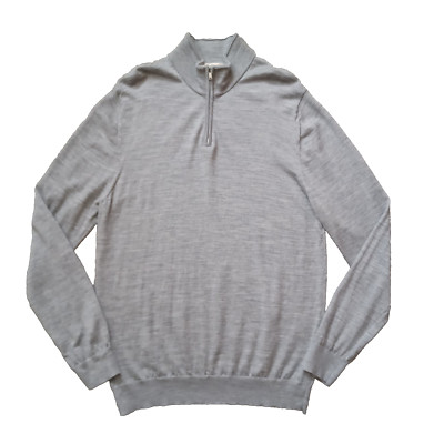 Hawes & Curtis 1/4 Zip Pullover Mens XXL Gray 100% Wool Long Sleeve 