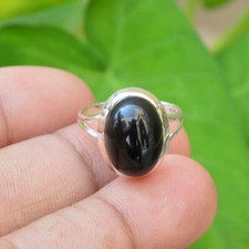 Sterling 925 Silver With Black Onyx Oval Genuine Handmade Ring Simple Jewelry