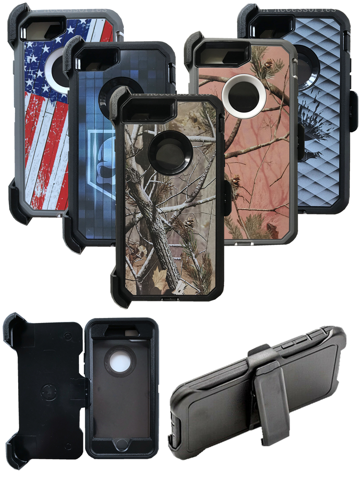 For iPhone 7 & iPhone 8 Camo Case W/Belt Clip (Belt Clip Fits Otterbox Defender)