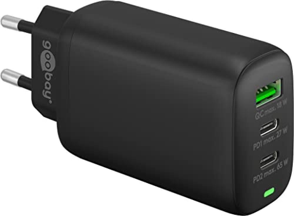Inconnu Wentronic Goobay 3X Multiport Quick Charger 65W, 2X USB-C, 1x USB-A Nero