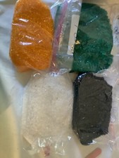 Four Bags of Stained Glass Embellishment Beads Orange, White, Black and Green