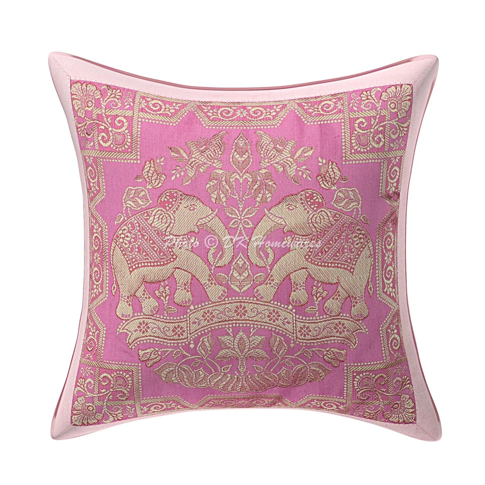 Conjunto de 5 capas de travesseiro boêmio brocado jacquard indiano 30x30 cm elefante - Imagem 3 de 4