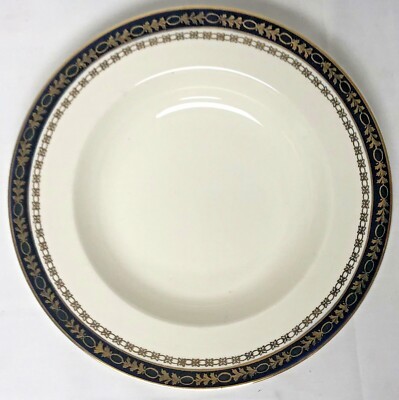 ALFRED MEAKIN BLEU DE ROI ROYAL ARABESQUE RIMED SOUP BOWL COBALT & GOLD TRIM 8''