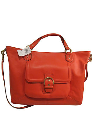 NWT Coach Fabulous Authentic CMB Izzy Leather Large Satchel-Hot Orange -$428