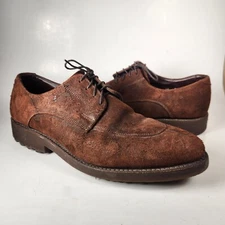 ALLEN EDMUNDS Mens Malone Dress Shoe 10 D Brown Split Toe Suede USA Derby Oxford