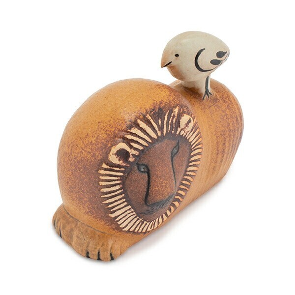 Lisa Larson Lion with Bird Gustavsberg Small Pottery Figure Made