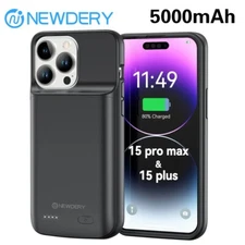 For iPhone 15 Pro Max External Battery Charger Case Power Bank Charging Cover