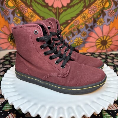 Doc Martens Shoreditch Canvas Shoes Boots Air-Wair Maroon Women's Size 