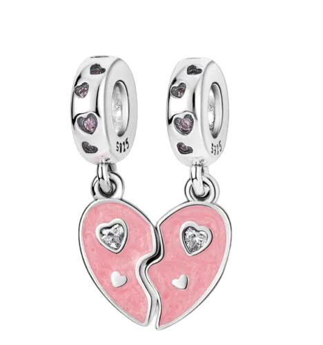 New 100% PANDORA 925 Silver Daughter Mother Double Heart Split Charm 799187C01 E - Foto 3