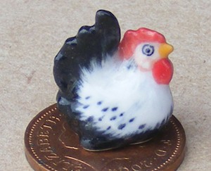 Details About 112 Scale Ceramic White Black Chicken Tumdee Dolls House Farm Accessory K