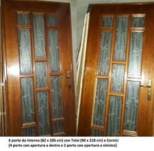 Lotto di 6 porte da interni, bussole in legno, stile inglese + telai + cornici