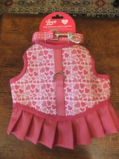 LOVE SZ s PINK HEART pleat DOG harness leash 2-Piece sweet Spring Season